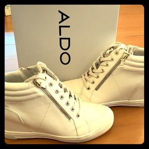 White Aldo Athletic Shoes with inside heel